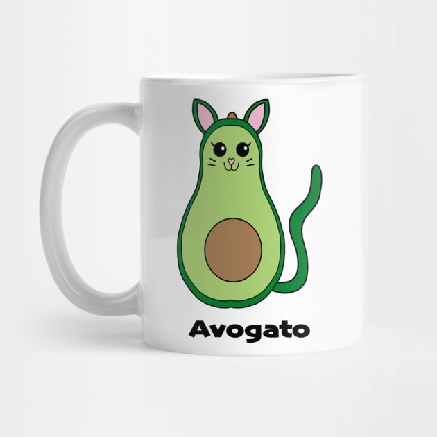 Avogato Cat Avocado Pun Joke Funny Illustration by Rosie's Rings and Things